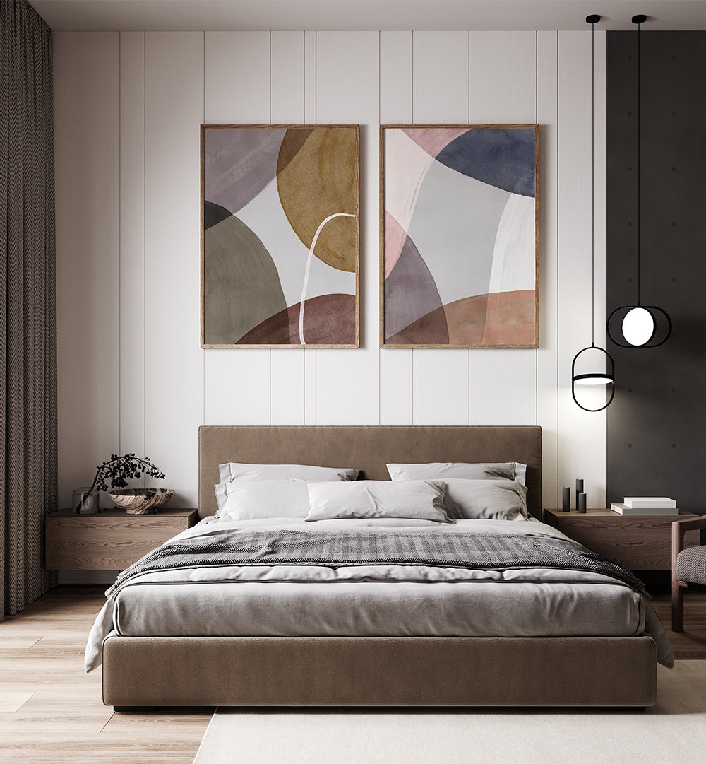 GOLDEN ORBIT SET , SET OF 2 PAINTINGS