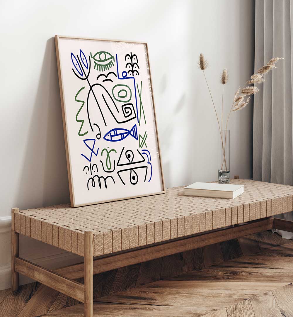 FISHING SYMBOL , LINE ART PAINTINGS