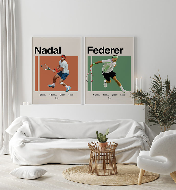 GOLDEN ERA OF TENNIS SET , SET OF 2 PAINTINGS
