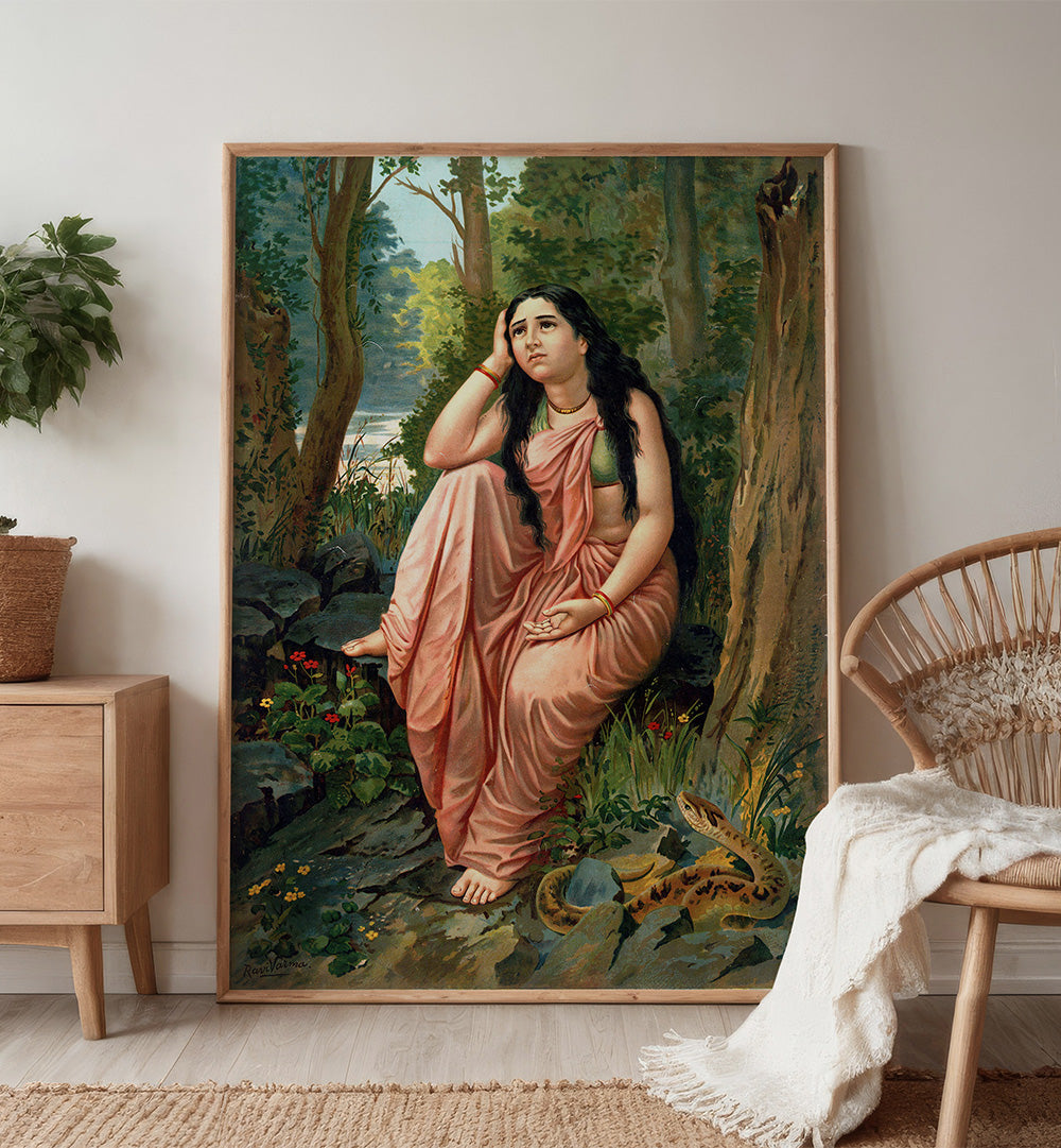 DAMAYANTI VANAVASA , INDIAN ART PAINTINGS