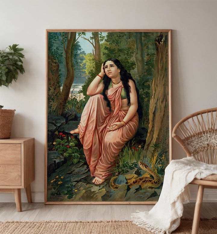 DAMAYANTI VANAVASA , INDIAN ART PAINTINGS