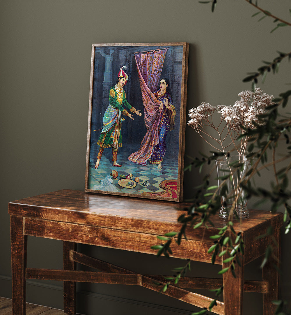 KEECHAKA AND SAIRANDHRI , INDIAN ART PAINTINGS