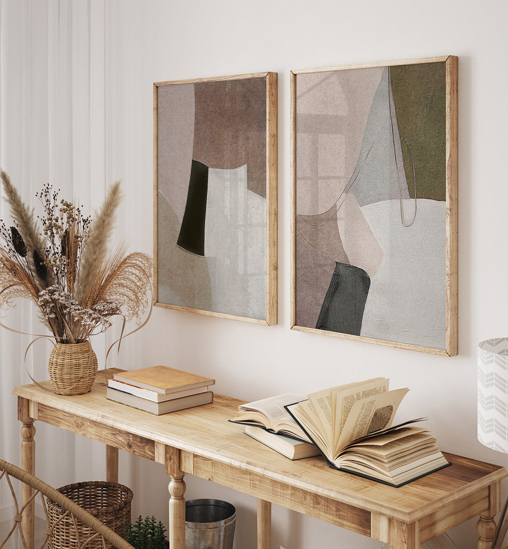 HUSHED ABSTRACTION SET , SET OF 2 PAINTINGS