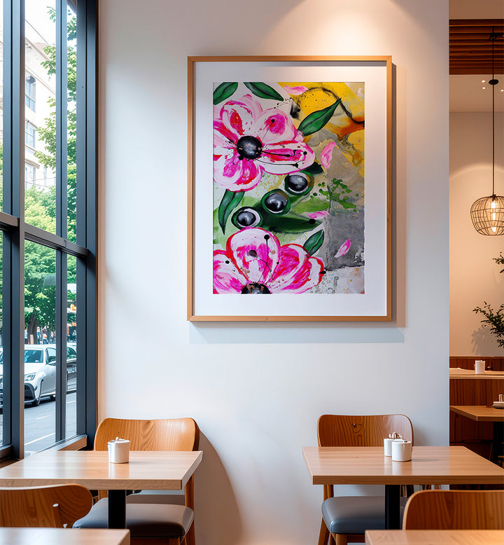 VIBRANT PINK FLOWERS BT , FLORAL FLOWER PAINTINGS