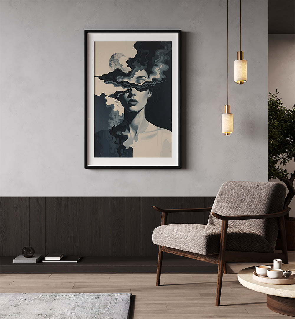 SHE WHO SEES IN SHADOWS , SURREAL ART PRINTS