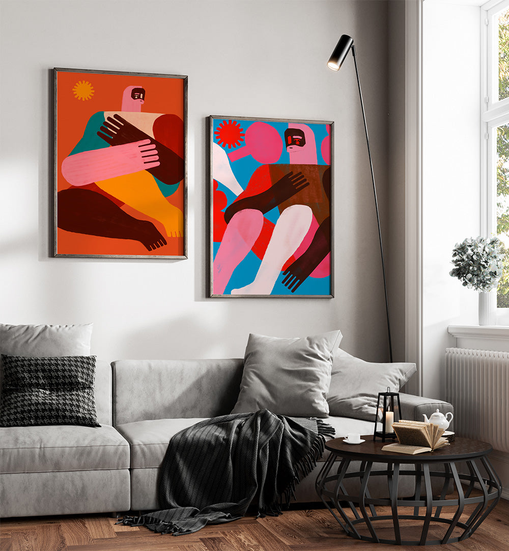 HUMAN FORMS SET , SET OF 2 PAINTINGS