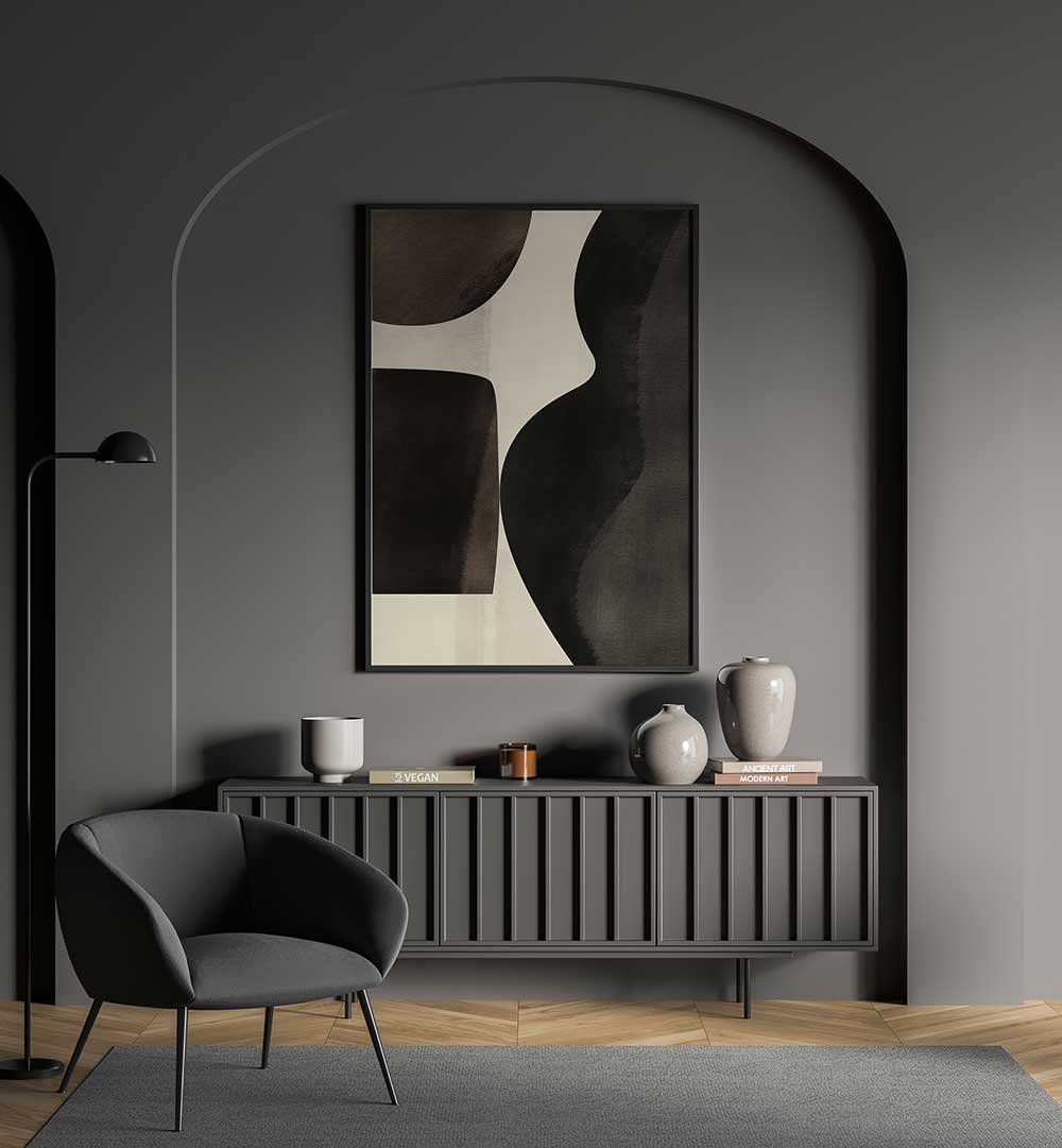 BLACK ABSTRACT COLLAGE , ABSTRACT PAINTINGS