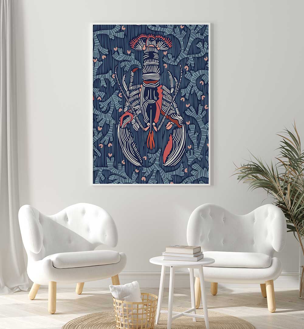 Elevate your decor with the CRUSTACEAN CORE NAVY, BEACH PAINTINGS, capturing serene coastal beauty for your home.