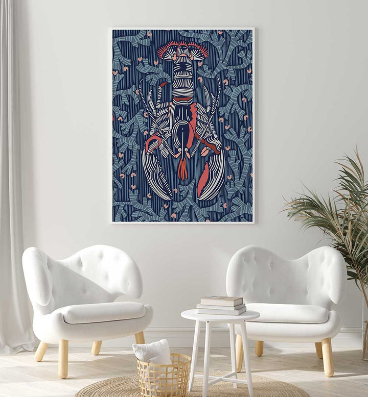 Elevate your decor with the CRUSTACEAN CORE NAVY, BEACH PAINTINGS, capturing serene coastal beauty for your home.