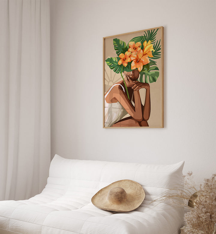 WOMAN WITH LEAVES, SURREAL ART PRINTS