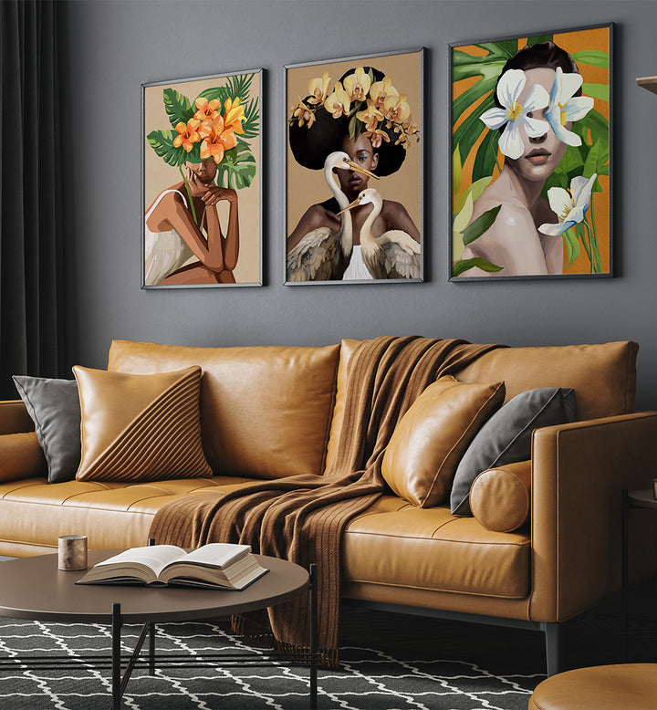 FLORALIA , SET OF 3 PAINTINGS
