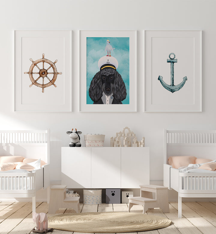 CAPTAIN PAWS , SET OF 3 PAINTINGS