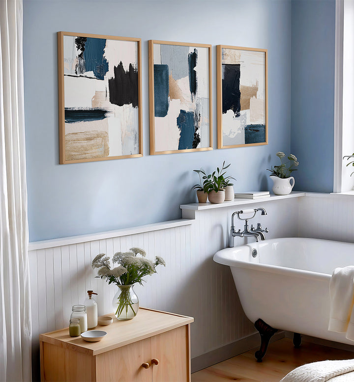 HUSHED TONES , SET OF 3 PAINTINGS