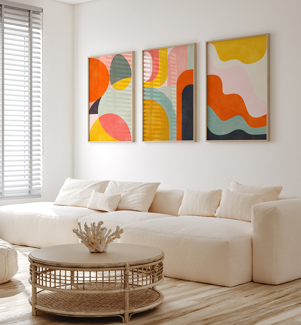GOLDEN HOUR ABSTRACTS , SET OF 3 PAINTINGS