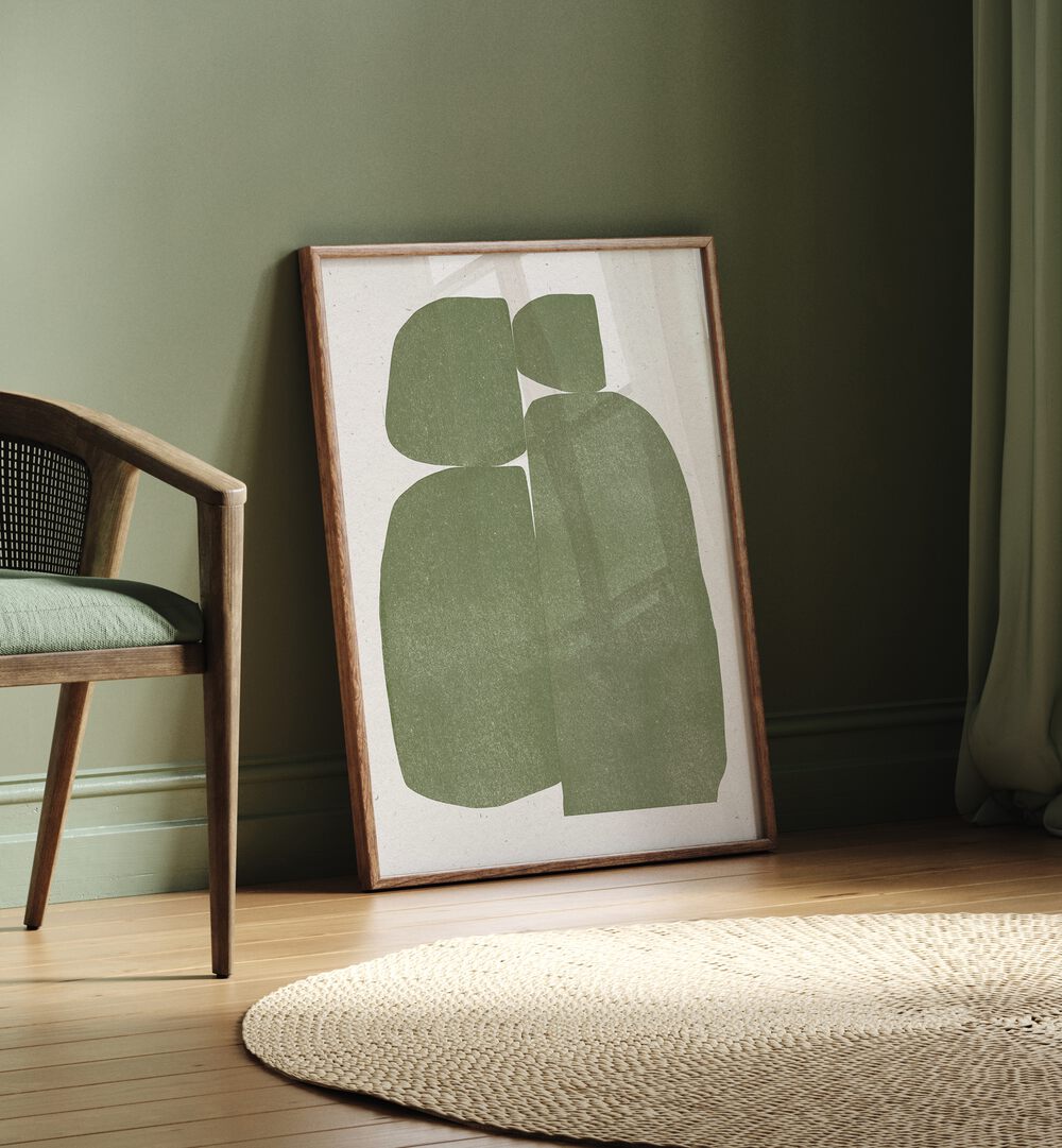 Elegant GREEN STONES COMPOSITION, ABSTRACT PAINTINGS, showcasing rich greens and textures to enhance your space.