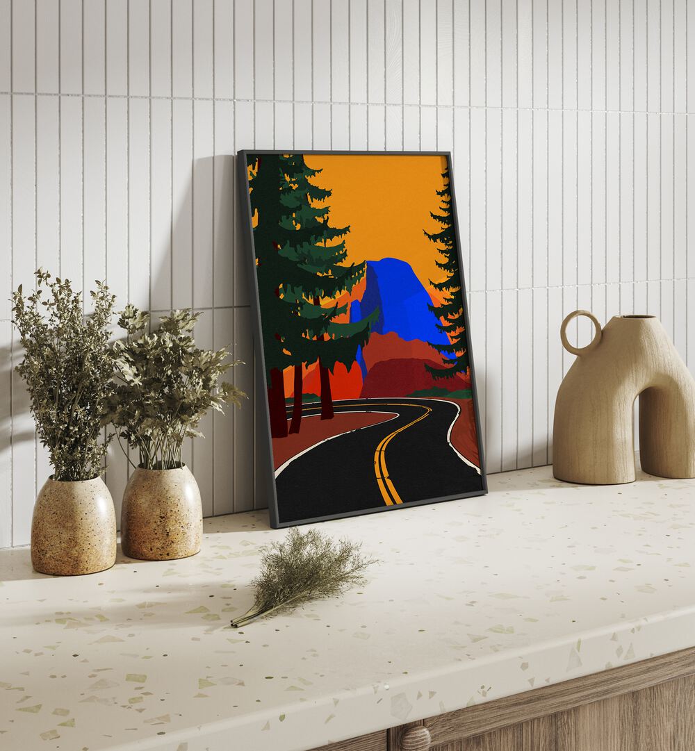 Beautiful GLACIER ROAD WITH HALF DONE, LANDSCAPE PAINTINGS showcasing vibrant nature and adventure in a cozy setting.