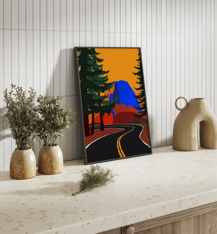 Beautiful GLACIER ROAD WITH HALF DONE, LANDSCAPE PAINTINGS showcasing vibrant nature and adventure in a cozy setting.