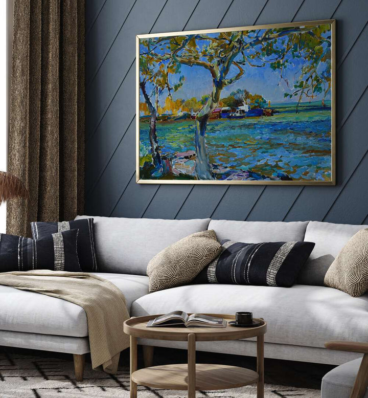BOATS ON SEASHORE XXXI , LANDSCAPE PAINTINGS