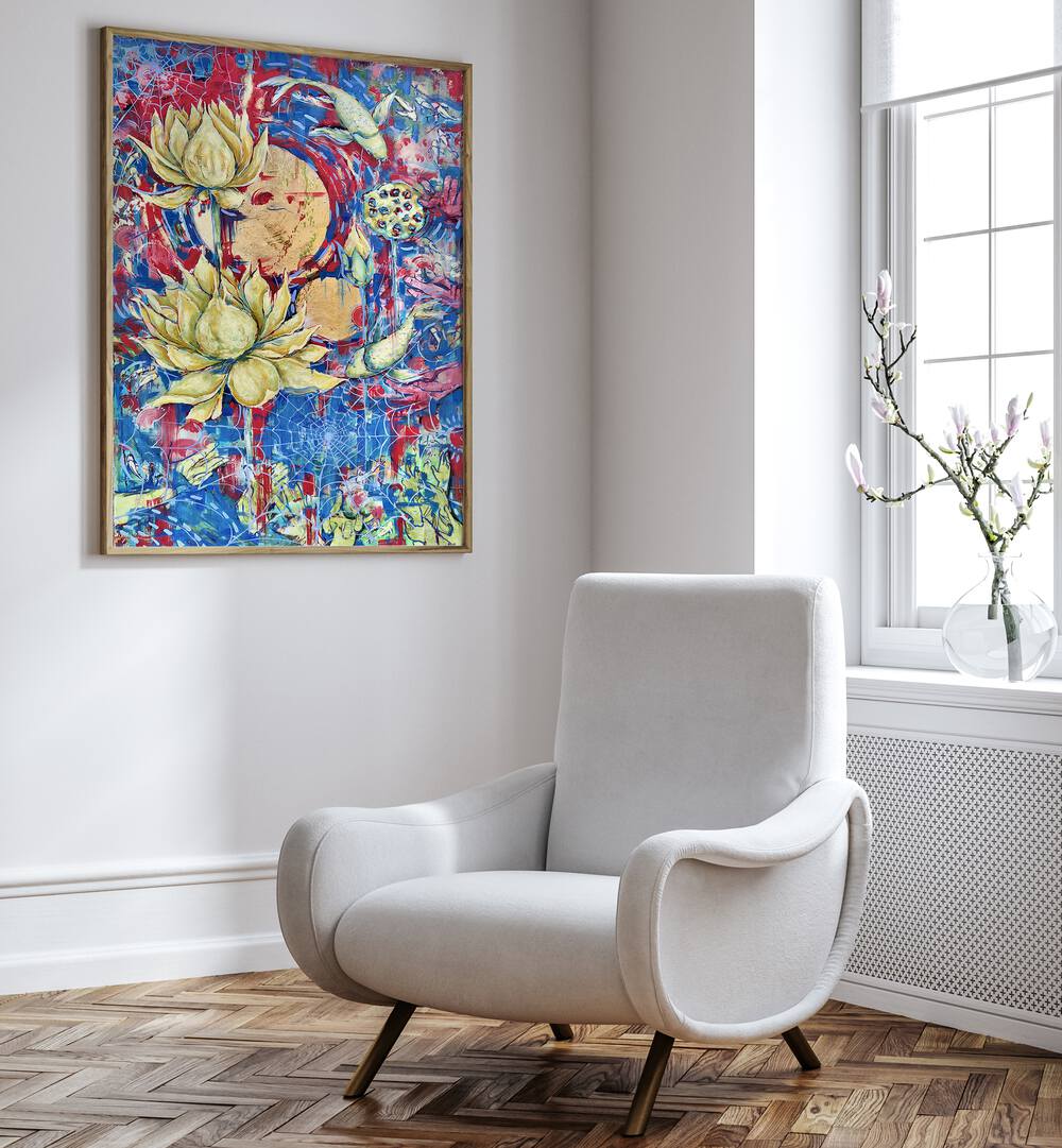 Bright and colorful FALLING IN LOVE, FLORAL FLOWER PAINTINGS adding elegance to your living space. Perfect for home decor.