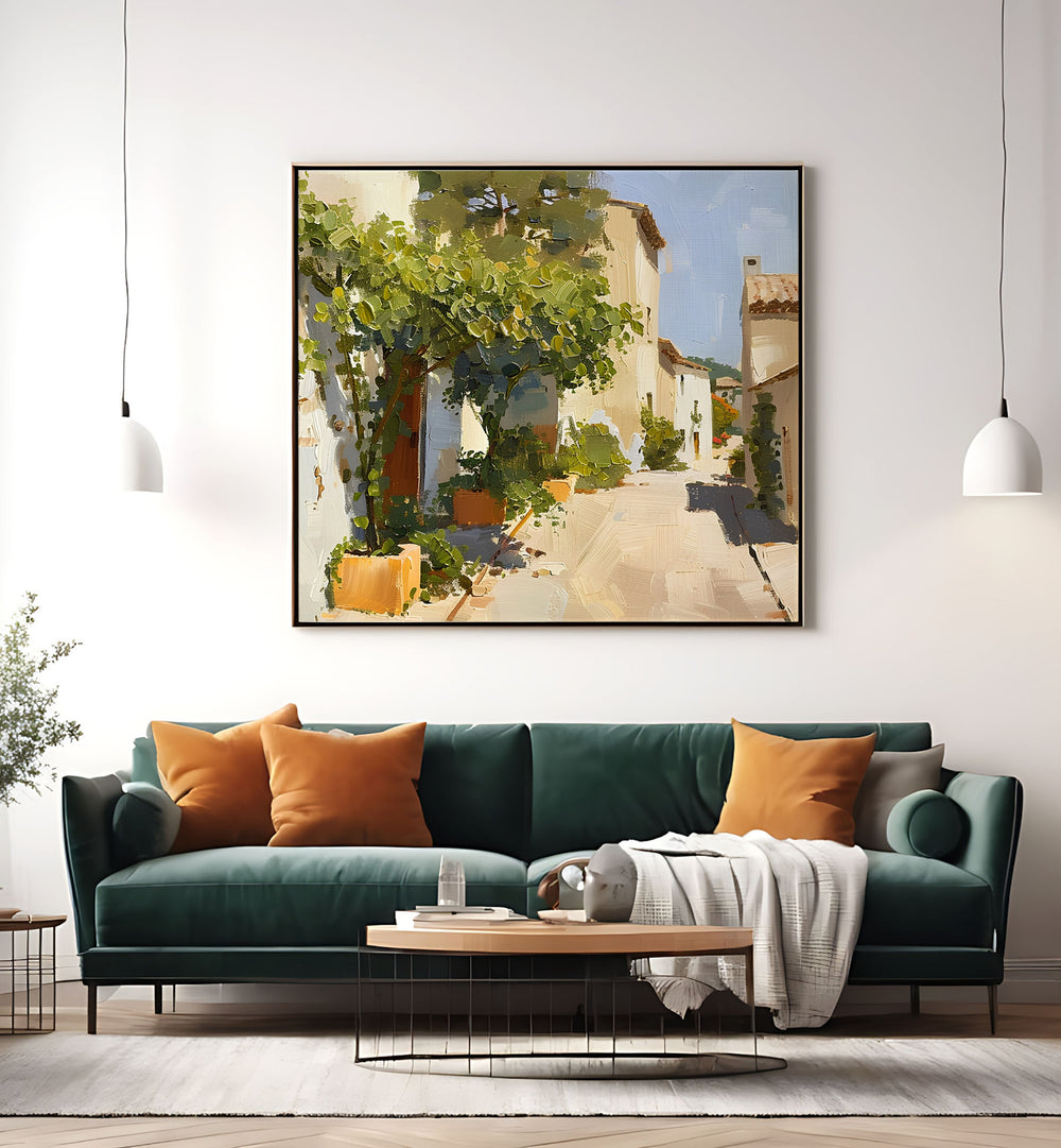 Elegant art piece, STREET IN MALLORCA III, enhances your space with a touch of Mediterranean charm and style.