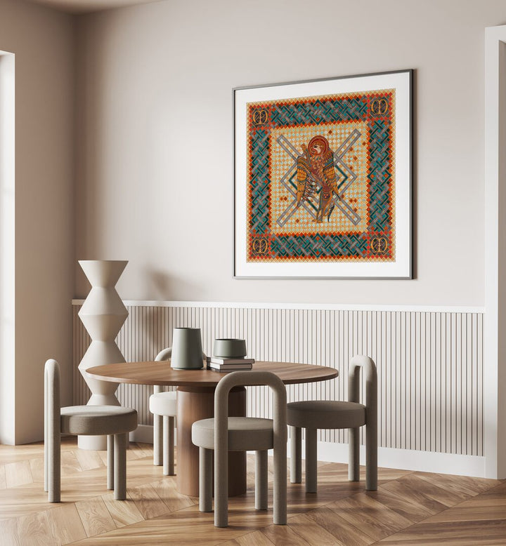 Stylish interior featuring BOOK OF KELLS MARK, PORTRAITS artwork, perfect for enhancing your living space.