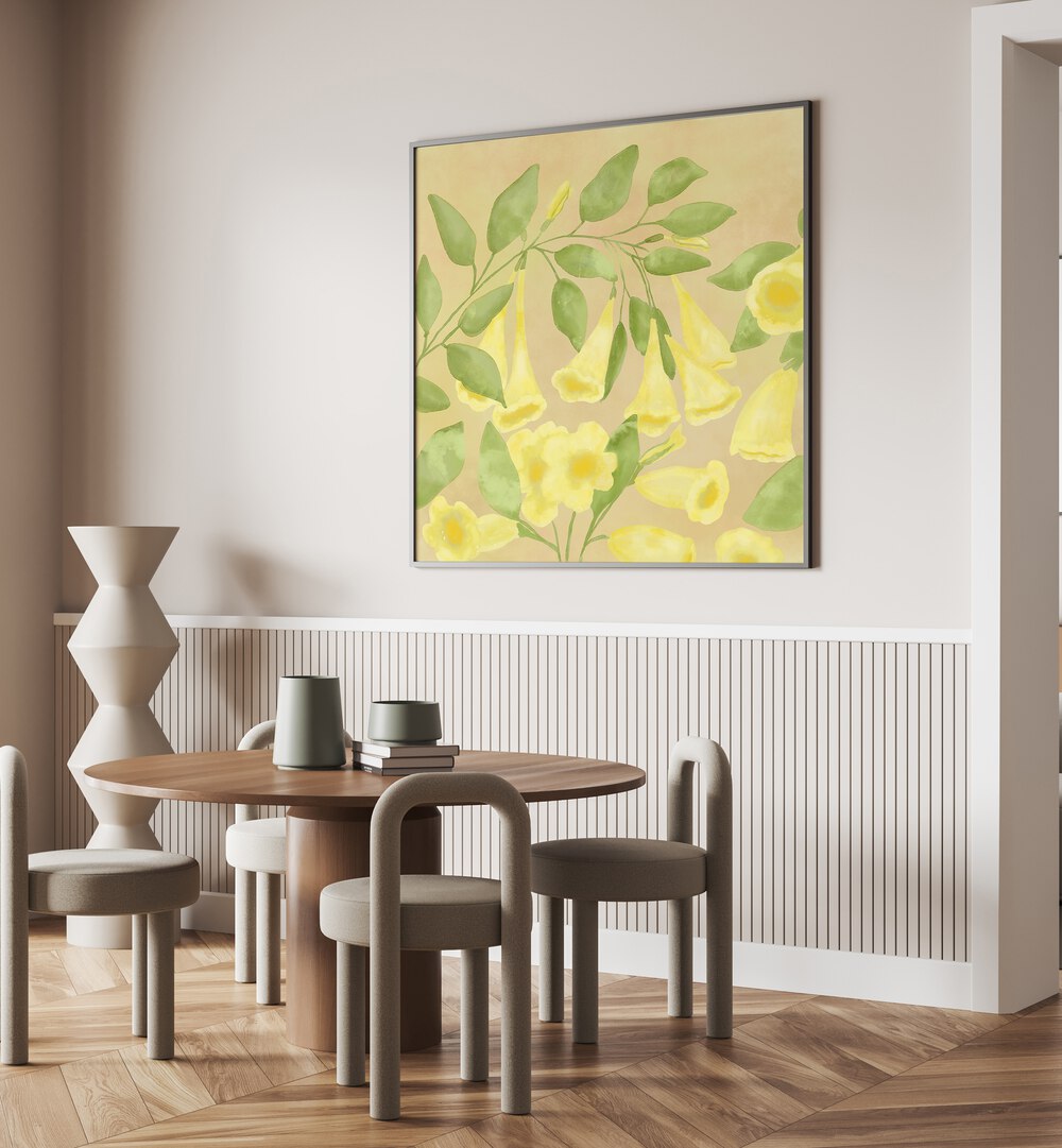 Brighten your space with GOLDEN HARMONY, FLORAL FLOWER PAINTINGS featuring vibrant blooms and elegant greenery.