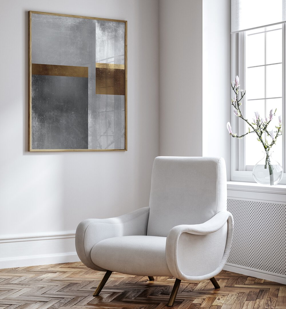 GOLD AND SILVER VI , GEOMETRIC ART PRINTS