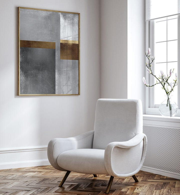 GOLD AND SILVER VI , GEOMETRIC ART PRINTS