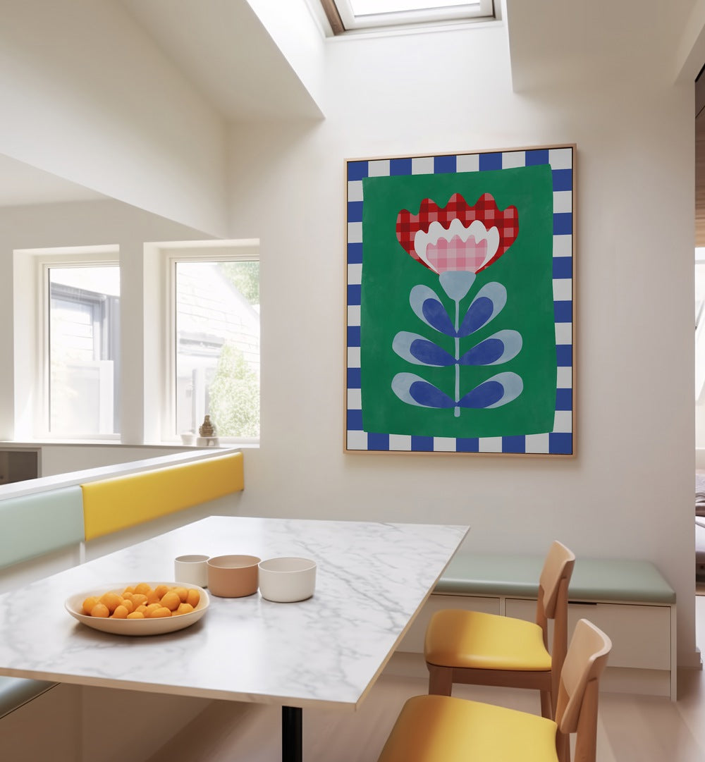 Vibrant CHECKERED FLOWER, FLORAL FLOWER PAINTINGS by Elena Ristova enhances any space with its unique design.