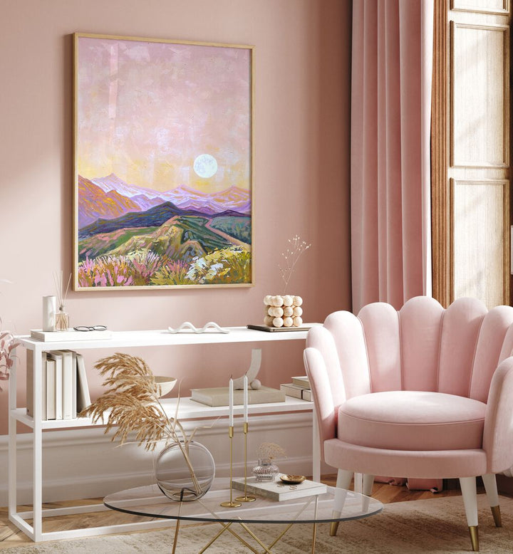 Enchanting MOON HILLS, LANDSCAPE PAINTINGS brighten the room with a serene moonlit landscape, enhancing any decor.