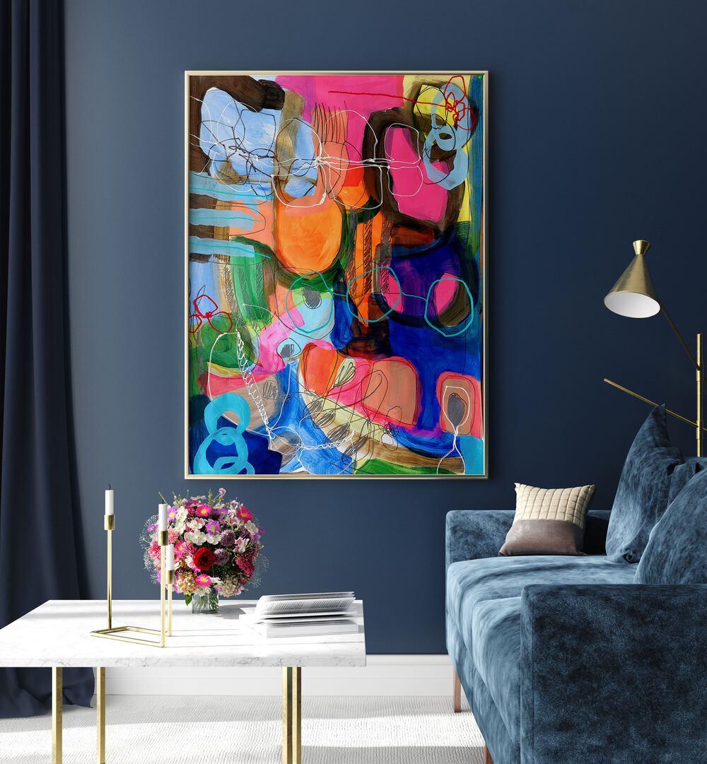 Bright and vibrant, the COMPOSITION FOR A SUNDAY MORNING II, ABSTRACT PAINTINGS enhances any contemporary space.