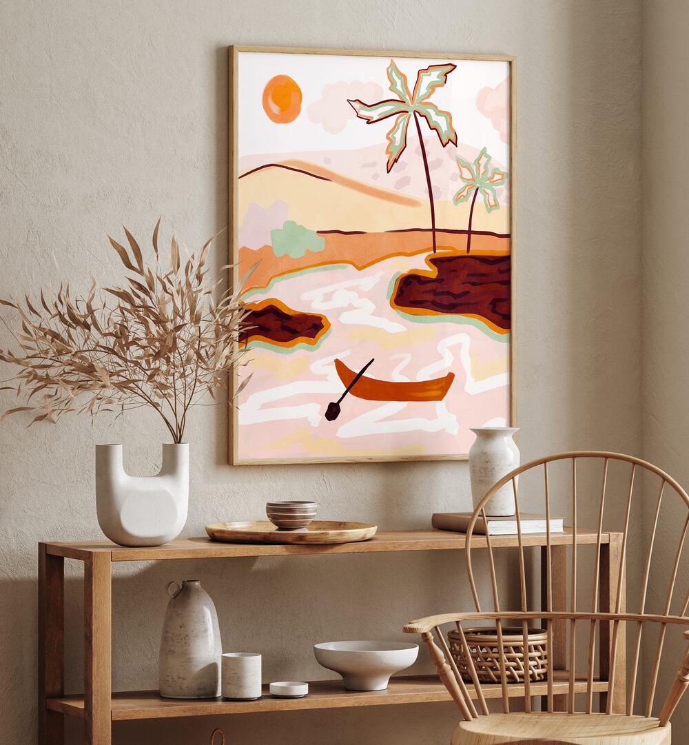 Bright and colorful Cotton Candy Skies landscape painting, perfect for whimsical home décor. Ideal for stylish comfort.