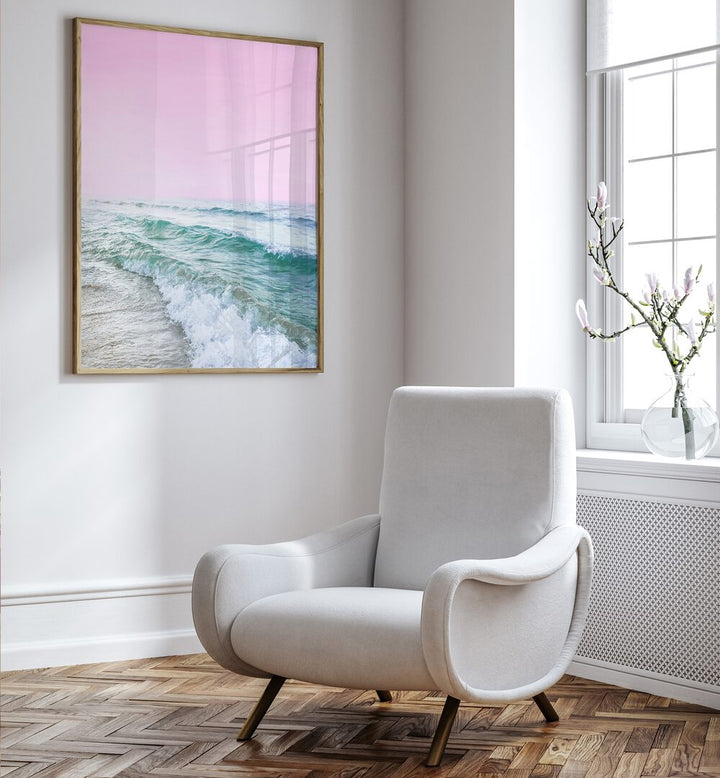 Vibrant PINK SKY BEACH painting enhances any room, capturing the essence of beach relaxation and style. Perfect decor!