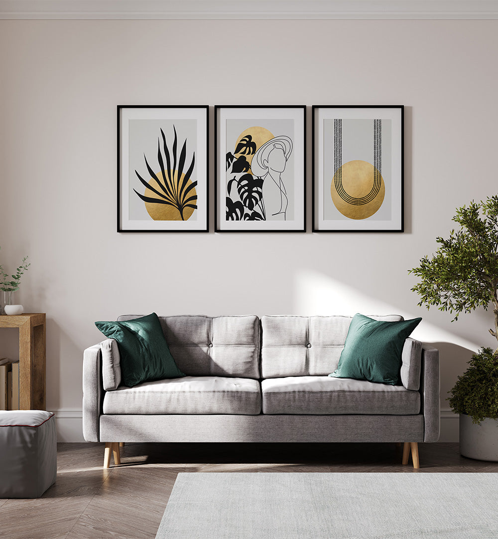 BOHO AURA STILLNESS , SET OF 3 PAINTINGS