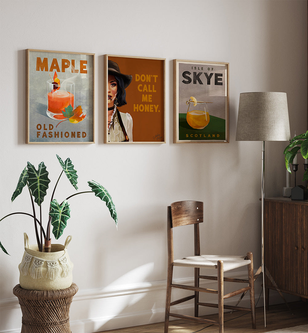 COZY BAR TRIO , SET OF 3 PAINTINGS