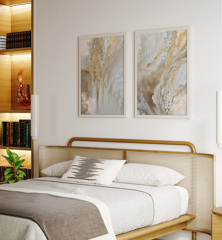 GOLDEN STILLNESS , SET OF 2 PAINTINGS