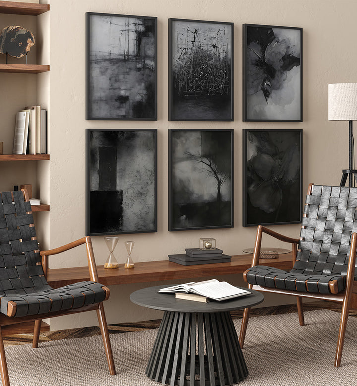 SOFT DARKNESS SET , SET OF 6 PAINTINGS