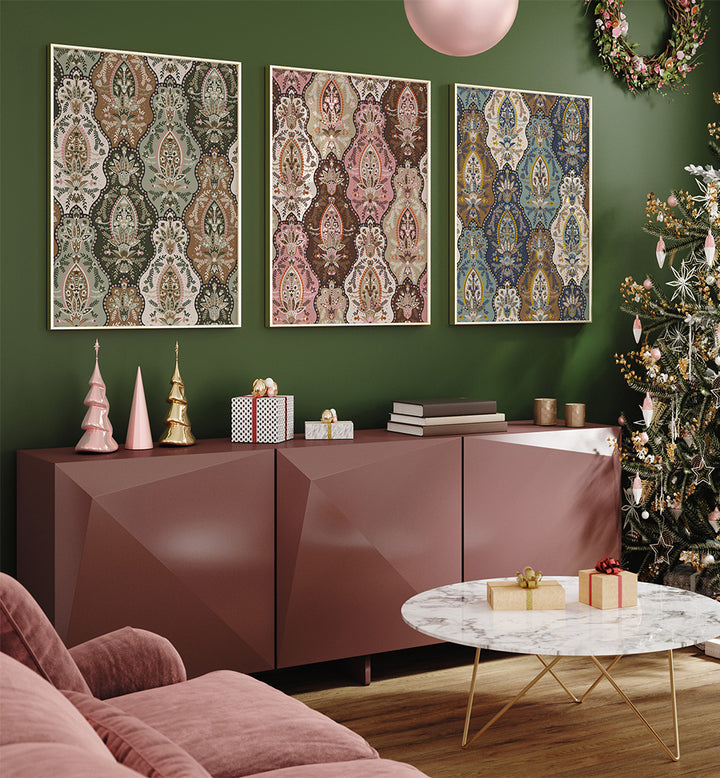 HERITAGE PATTERN  , SET OF 3 PAINTINGS
