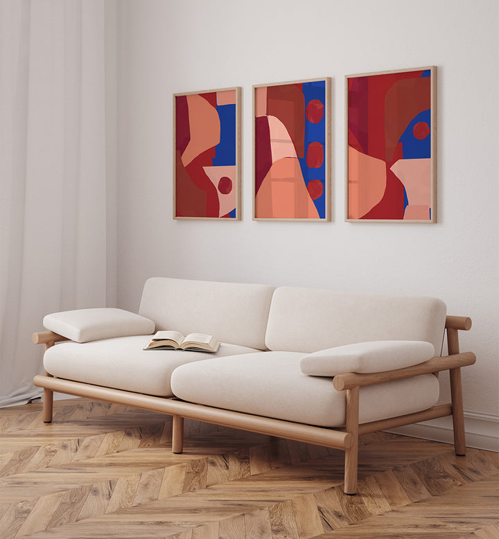 EMBER BLUE , SET OF 3 PAINTINGS