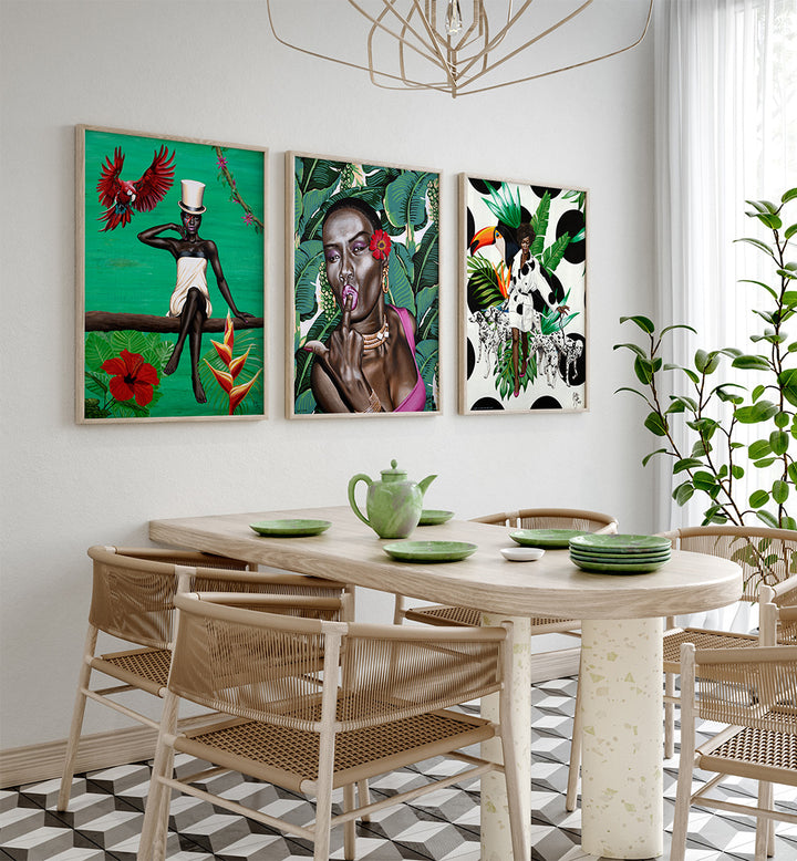 JUNGLE ROYALTY SET , SET OF 3 PAINTINGS