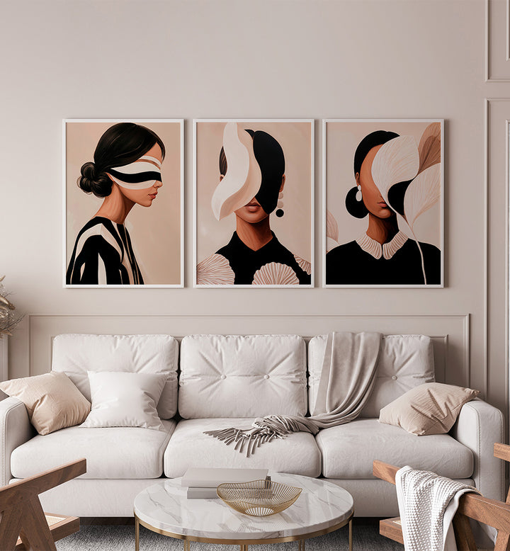 COUTURE WALL , SET OF 3 PAINTINGS