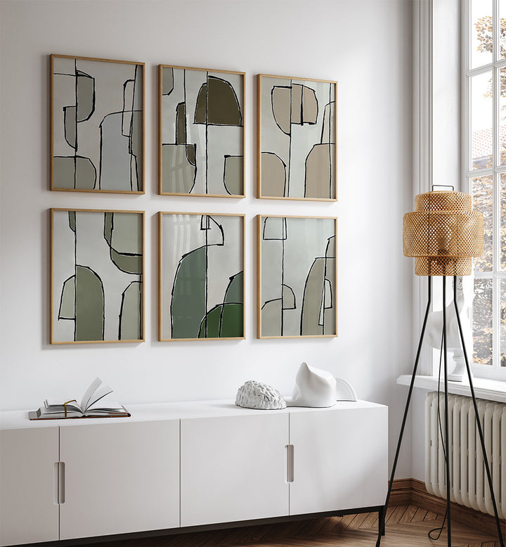 ORGANIC LINE SERIES SET , SET OF 6 PAINTINGS