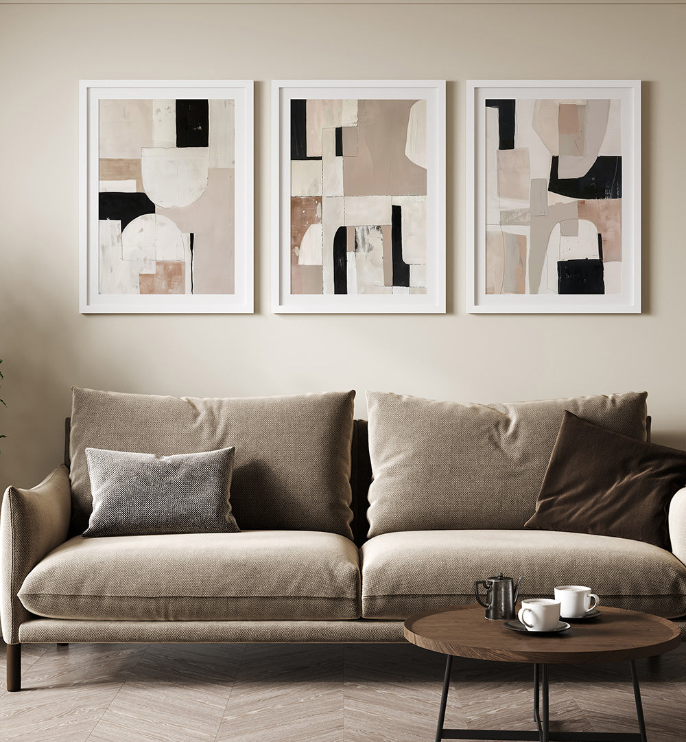STUDIO NEUTRAL , SET OF 3 PAINTINGS