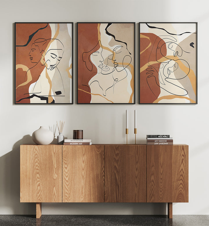 INTIMATE FORMS , SET OF 3 PAINTINGS
