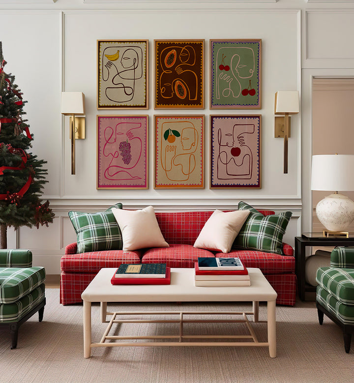 FRUIT FACES SET , SET OF 6 PAINTINGS