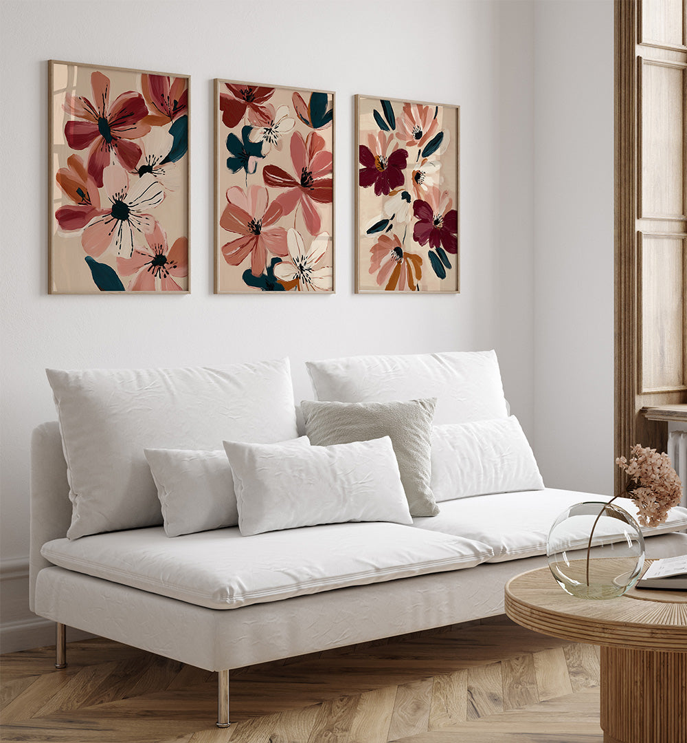 PAINTED PETALS , SET OF 3 PAINTINGS
