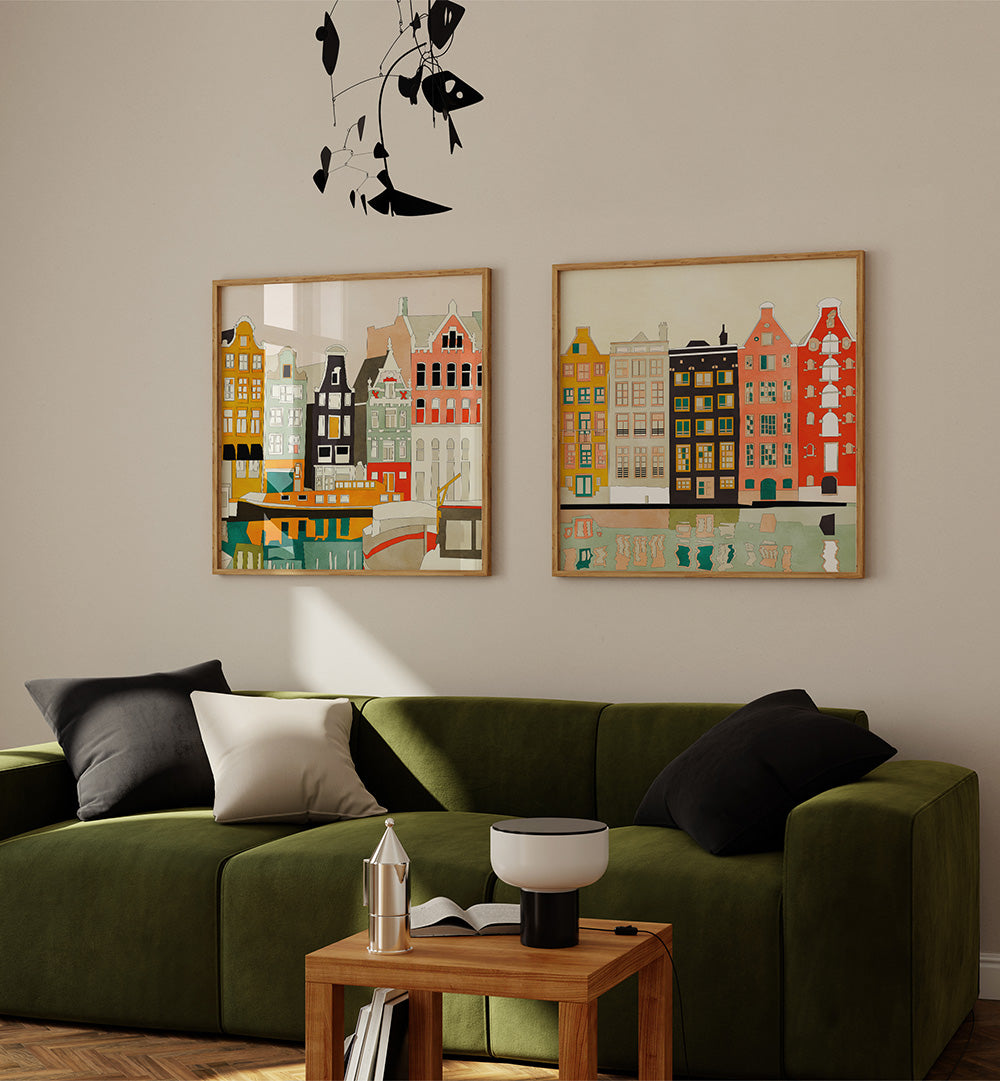 AMSTERDAM REFLECTIONS , SET OF 2 PAINTINGS