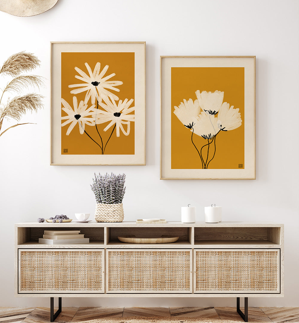 BOTANICAL MINIMALIST SET , SET OF 2 PAINTINGS