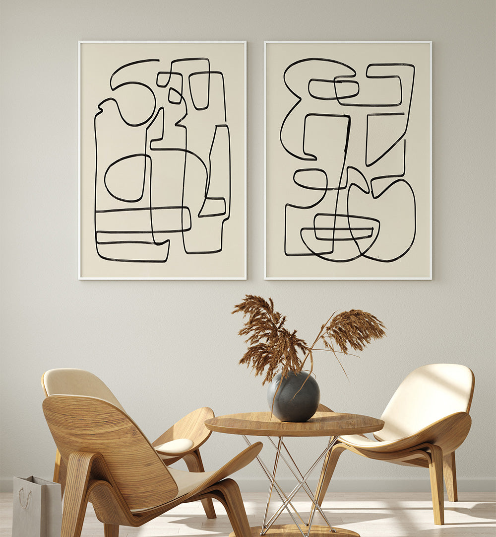 LINEAR BALANCE SET , SET OF 2 PAINTINGS