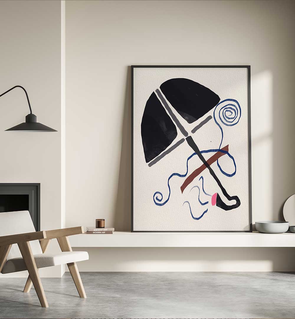 BLACK UMBRELLA , LINE ART PAINTINGS